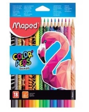 Kredki trójkątne MAPED Colorpeps ANIMALS 18 kolorów w etui kartonowym
