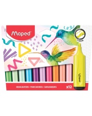 Zakreślacze Maped FluoPeps 12 sztuk , 6 x pastelowe / 6 x neonowe
