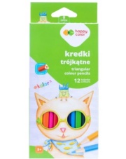 Kredki trójkątne HAPPY COLOR 12 kolorów w etui kartonowym