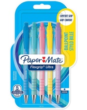 Długopis Paper Mate Flex Grip Ultra 5 sztuk , niebieski, pastelowe obudowy