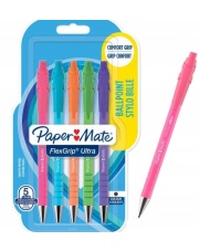 Długopis Paper Mate Flex Grip Ultra 5 sztuk , czarny, różne neonowe obudowy